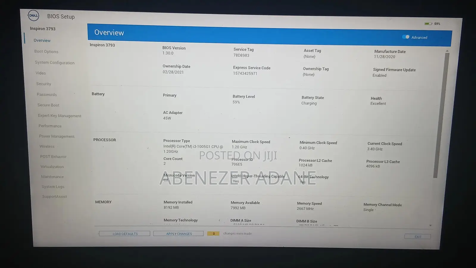 Laptop Dell Inspiron 3800 8GB Intel Core i3 SSD 512GB
