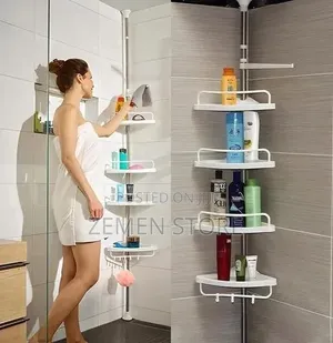Adjustable 4-Tier Corner Shower Caddy - Tension Pole Bathroom Shelf