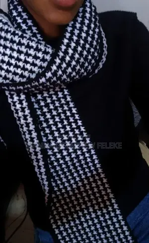 Handmade Black White Crochet Scarf
