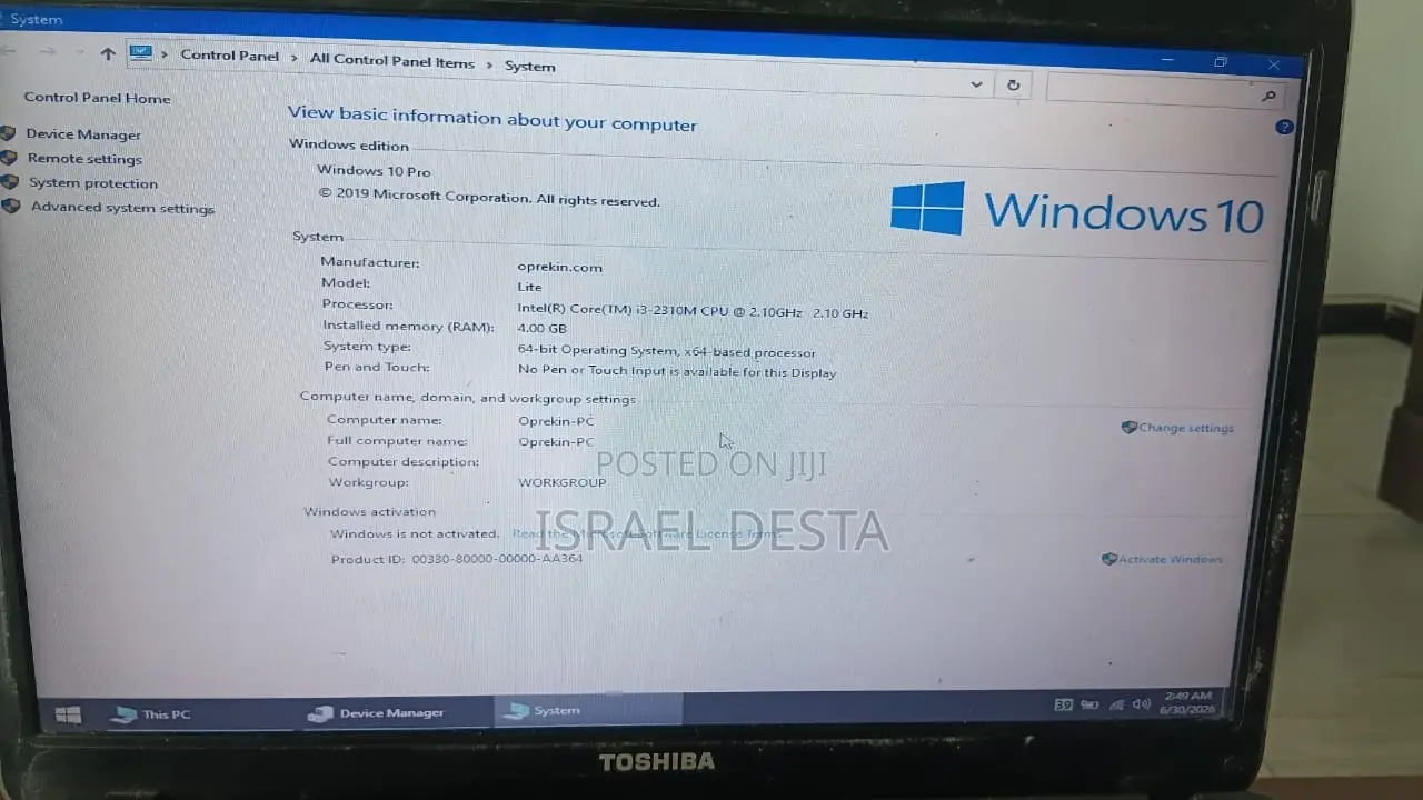 Laptop Toshiba 4GB Intel Core i3 HDD 500GB