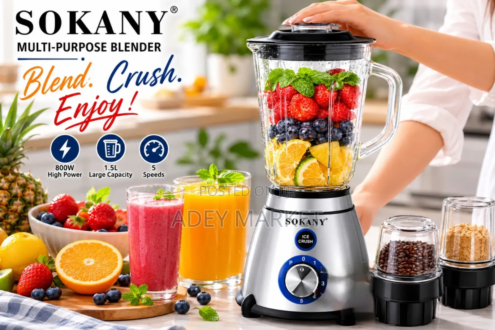 Sokany 2 In1 Blender /Grinder(Free Delivery).