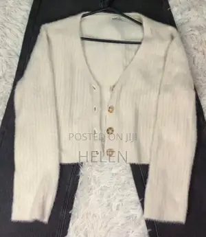 Elegant Cream Fuzzy Cropped Cardigan | Soft Knit Button-Up Sweater