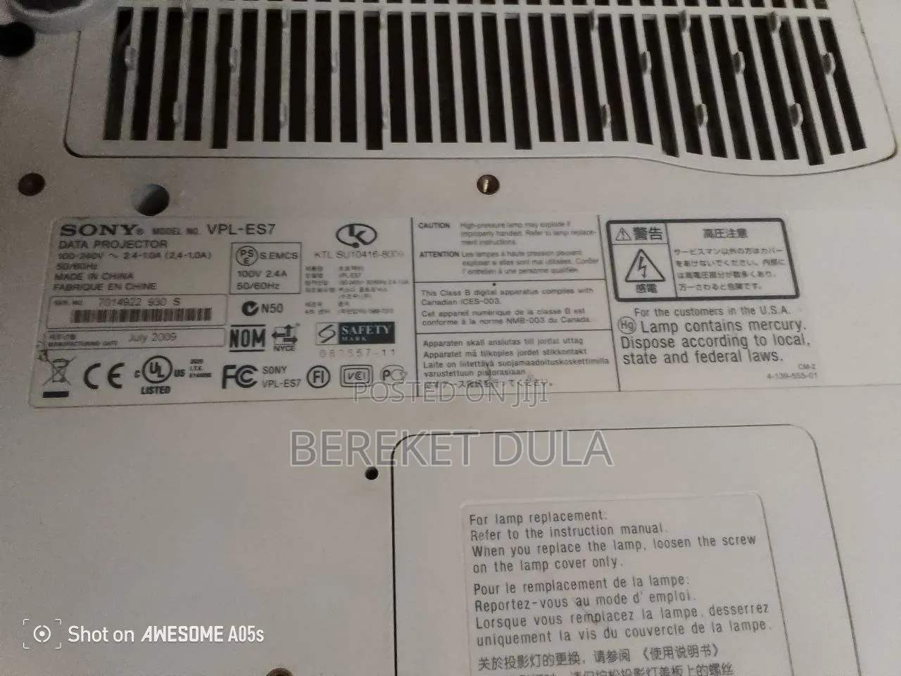 Sony VPL Es7 Projector