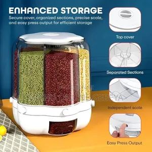 6 in 1 Rotating Cereal Dispenser ትልቁ ሳይዝ የጥራጥሬ ማስቀመጫ/ Free Delivery