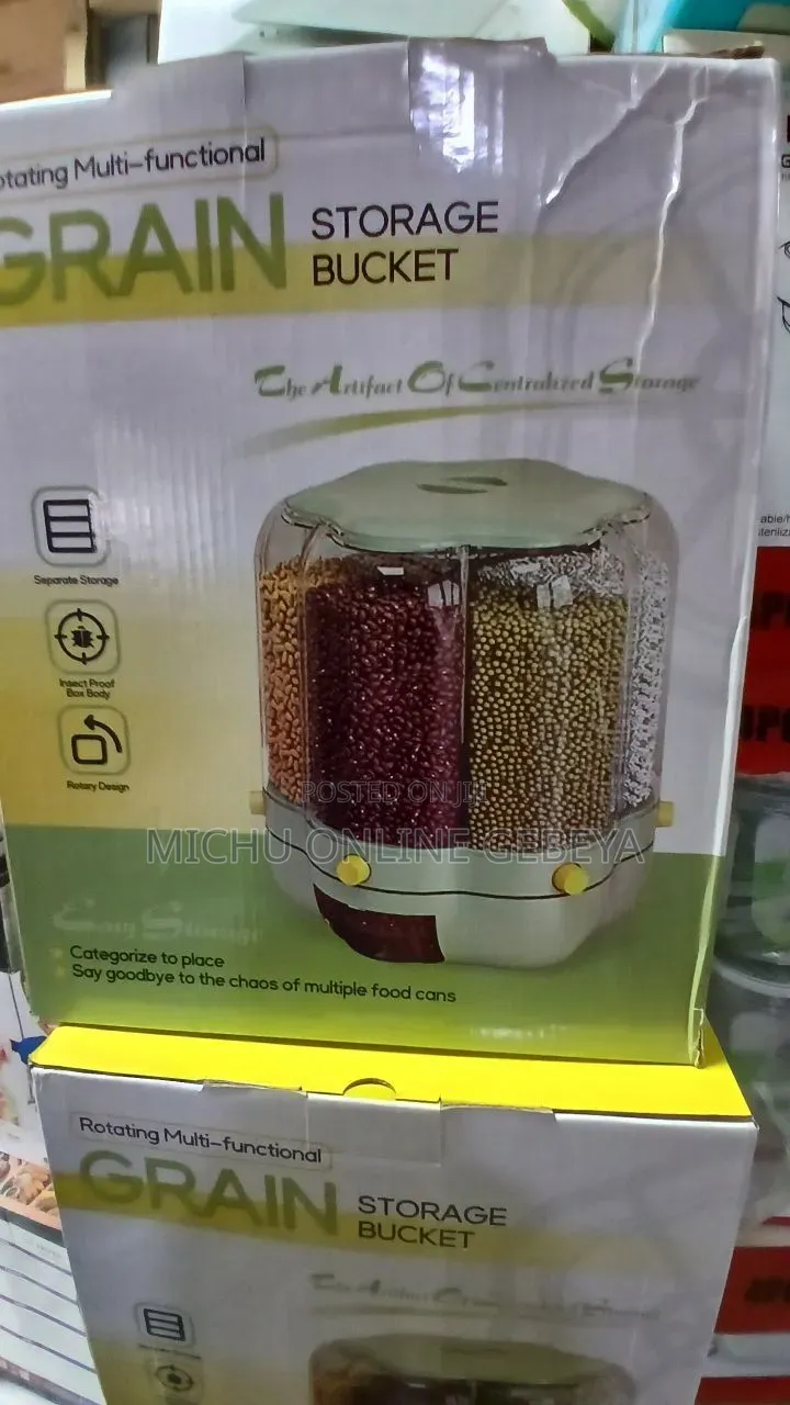 6 in 1 Rotating Cereal Dispenser ትልቁ ሳይዝ የጥራጥሬ ማስቀመጫ/ Free Delivery