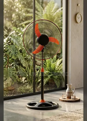 Vibrant Breeze: Industrial Elegance Standing Fan
