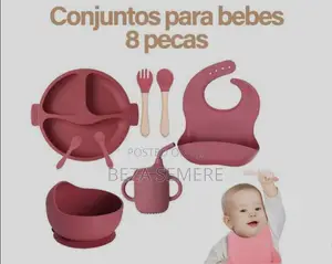 Mess Free Silicone Baby Weaning Set Strong Suction Base Dishes Withbib