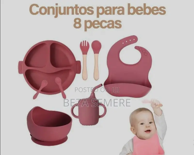 Mess Free Silicone Baby Weaning Set Strong Suction Base Dishes Withbib