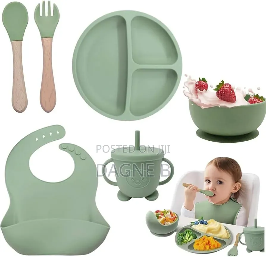 Silicone Baby Toddler Feeding Set 6 PCS የሲሊኮን የህፃናት መመገቢያ