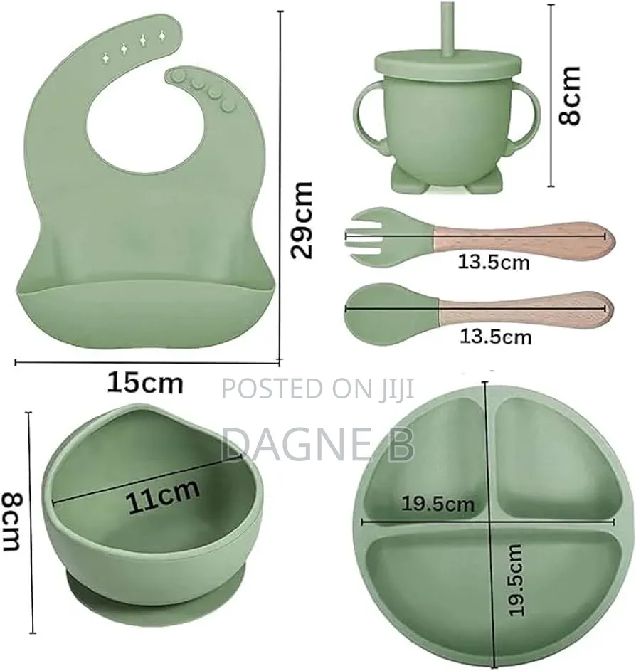 Silicone Baby Toddler Feeding Set 6 PCS የሲሊኮን የህፃናት መመገቢያ