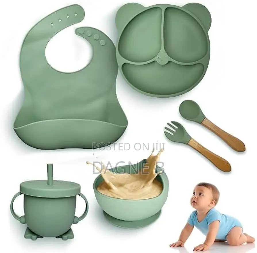 Silicone Baby Toddler Feeding Set 6 PCS የሲሊኮን የህፃናት መመገቢያ