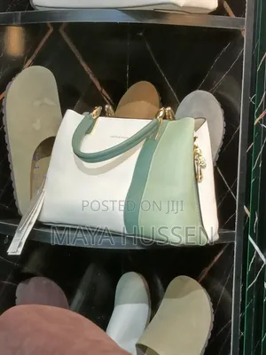 Colorblock Women's Handbag - Elegant Green White Top-Handle Bag