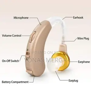 Sales Package - 1 Hearing Aid, 3 Earplugs of Different Size, Batteries