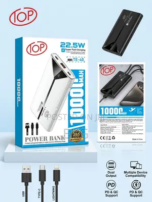 Top 10,000mah Super Fast Power Bank – Type-C Lightning Cables