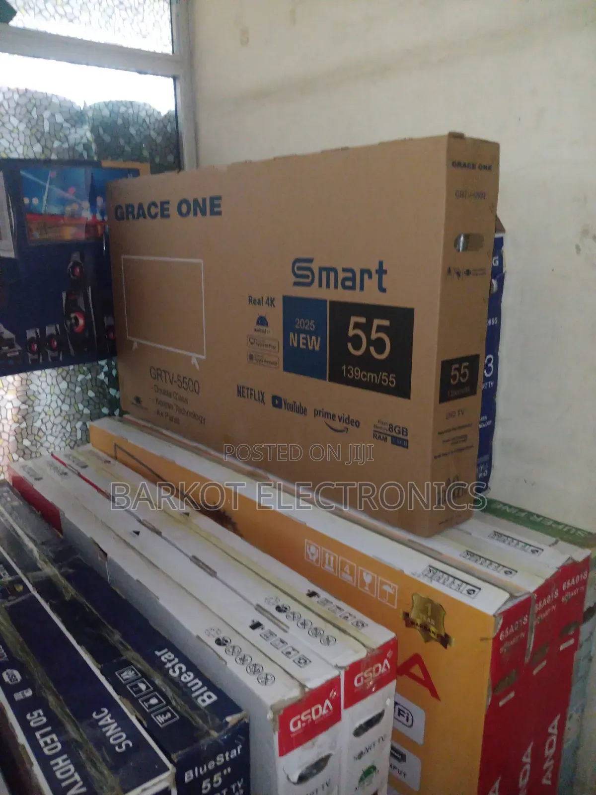 Grace One Smart Tv 55 Inch Andraid Doubel Gelass Secrine 2026 Adis
