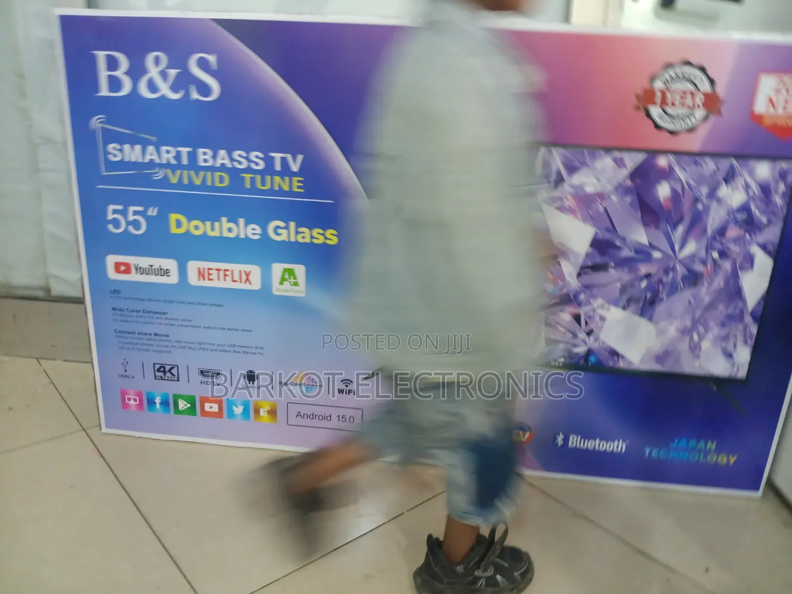 B S Smart Tv 55 Inch Andraid Doubel Gelass Secrine 2026 Wuality