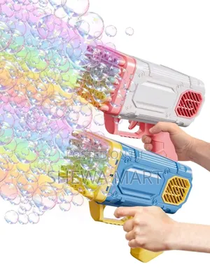 Hole Gatling Style Bubble Blower Toy, Handheld Multi Ho Button Bubble