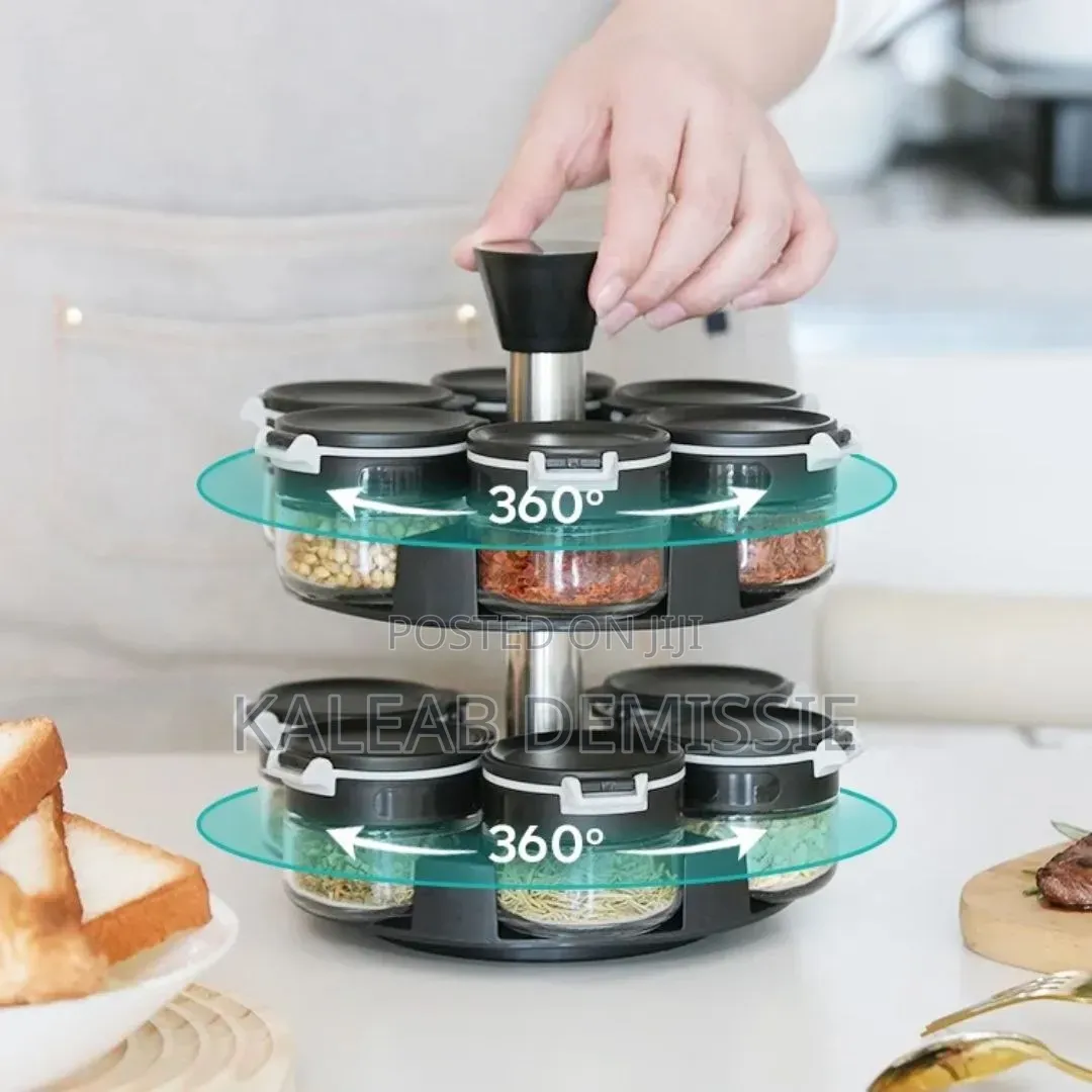 12 Pieces Rotating Spices Jar Set