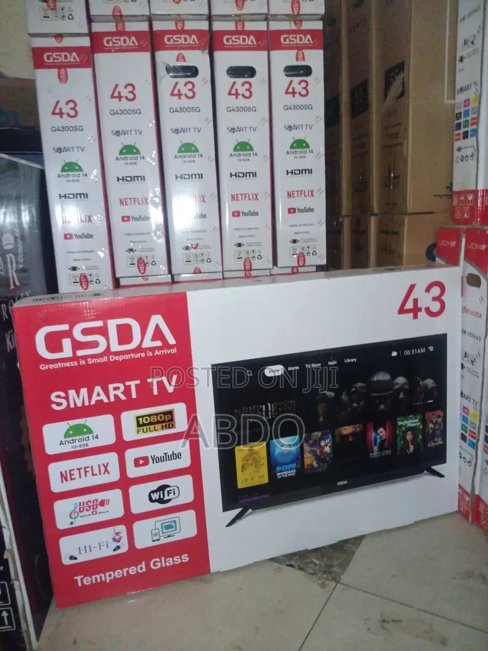 Gsda Smart Led Tv 43 Inch Andraid Doubel Gelass Adis 2026 Quslity