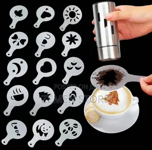 16 Piece Professional Coffee Latte Art Stencils and Cake Decoration