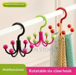 3-Piece Multifunctional Rotatable 6-Claw Hook Set – Closet Organizer