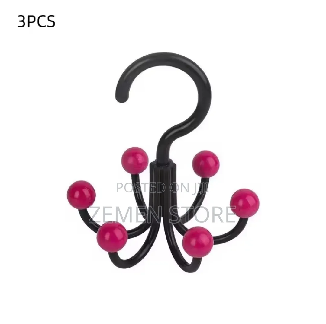 3-Piece Multifunctional Rotatable 6-Claw Hook Set – Closet Organizer
