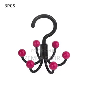 3-Piece Multifunctional Rotatable 6-Claw Hook Set – Closet Organizer