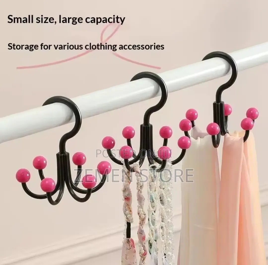 3-Piece Multifunctional Rotatable 6-Claw Hook Set – Closet Organizer