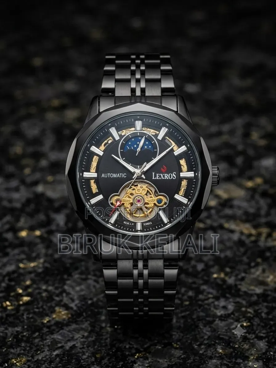 Lexros Automatic Watch Features a Striking All-Black Stainless Steel