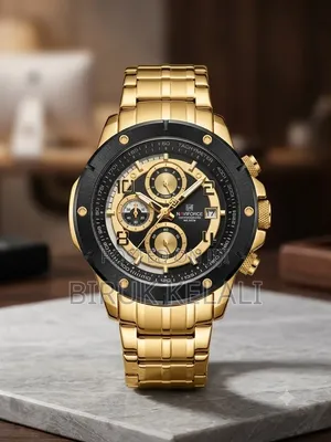 Naviforce Nf8056 Wristwatch Featuring a Prominent Gold-Toned Stainless