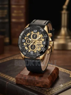 Naviforce Nf8043 Men's Chronograph Watch Featuring a Gold-Tone Dial