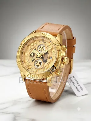 Naviforce Men's Chronograph Watch Featuring a Gold-Tone Dial