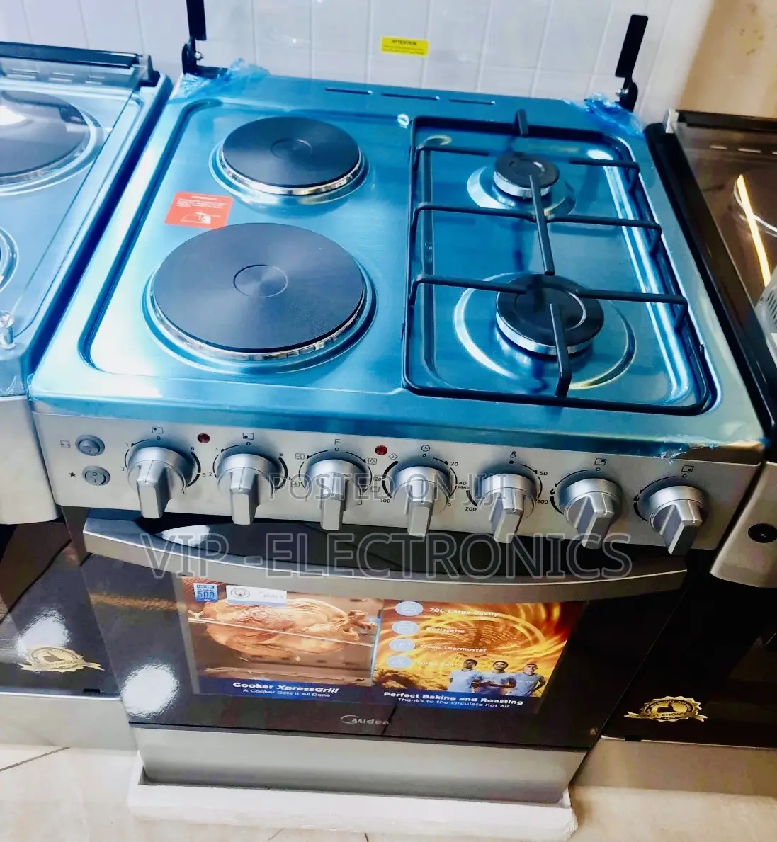 Midea Oven 60×60cm Xpressgrill Gas Cooker Large– Stainless Steel