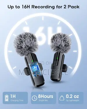 Original Wireless Microphone for iPhone Android 2 Pack Lavalier Mic