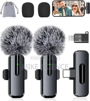 Original Wireless Microphone for iPhone Android 2 Pack Lavalier Mic