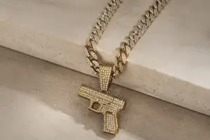 Cuban Link Chain / Glock Pendant / Jewelry / Drip