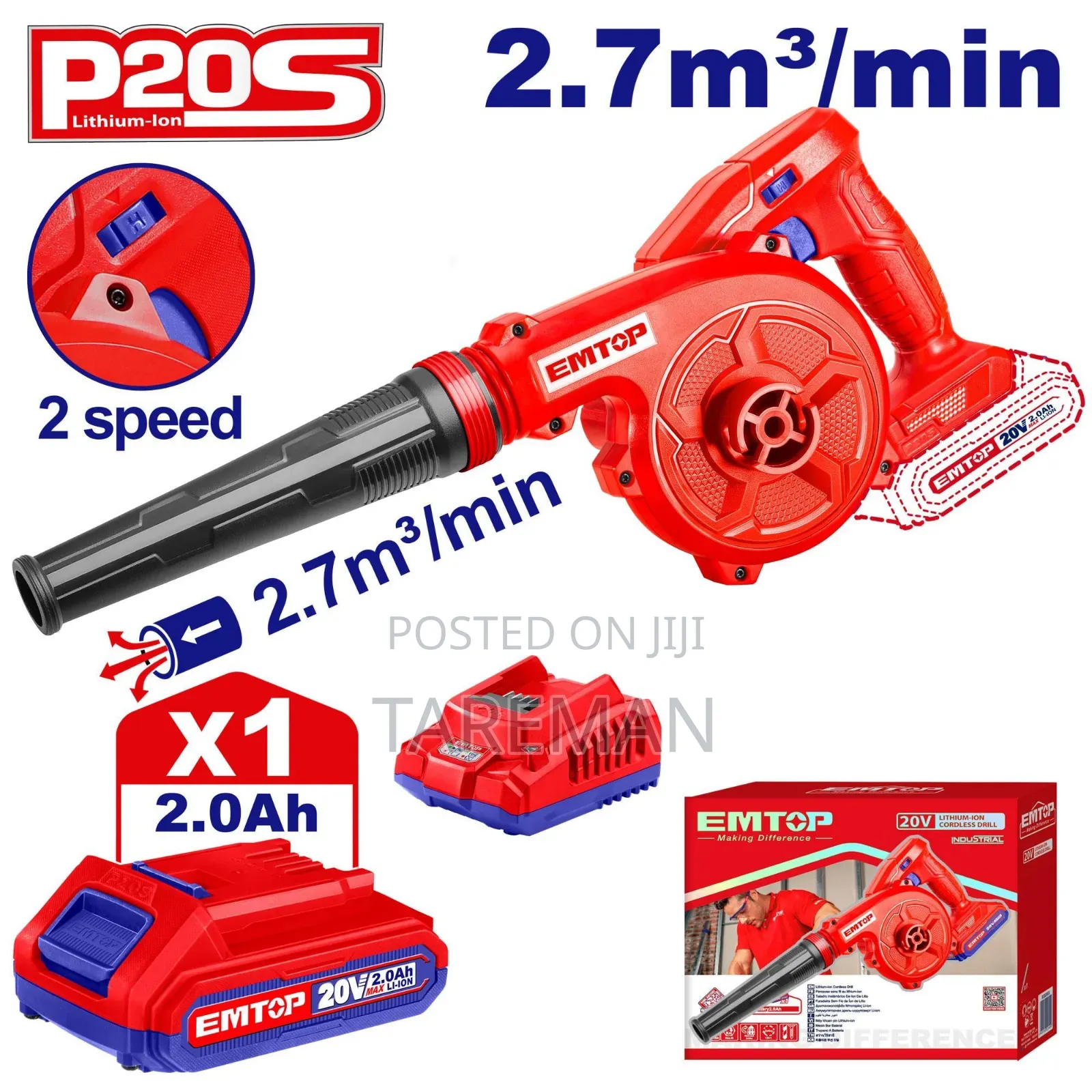 ,Emtop 20v P20s Lithium-Ion Cordless Blower