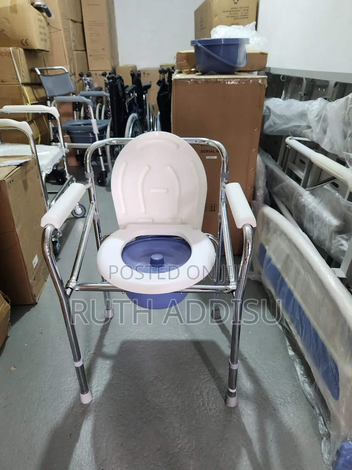Chair Portable Toilet Chair or Bedside Commode Constructed With