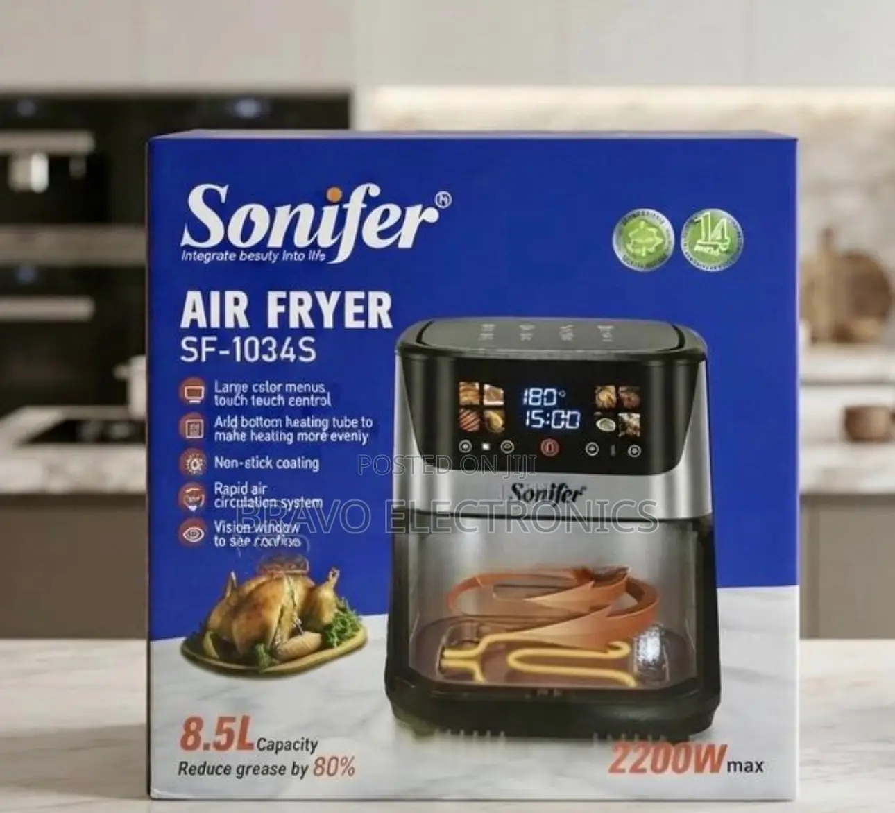 Sonifer Air Fryer | 8.5l Capacity | 2200w | Digital Touch Screen
