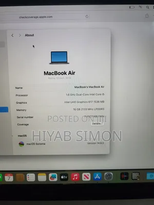 Laptop Apple MacBook Air 2019 16GB Intel Core i5 SSD 256GB