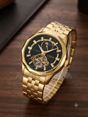 Lexros Automatic Watch Featuring a Dial and a Gold-Tone Stainless