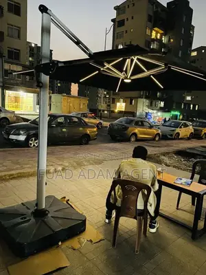 Outdoor Umbrella(With Solar LED Lights) 3mX3m– 3ሜ ባለ ሶላር መብራት ዣንጥላ