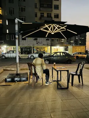 3m × 3m Solar Led Umbrella – Outdoor Patio 3×3 ሜትር Led ሶላር መብራት ዣንጥላ