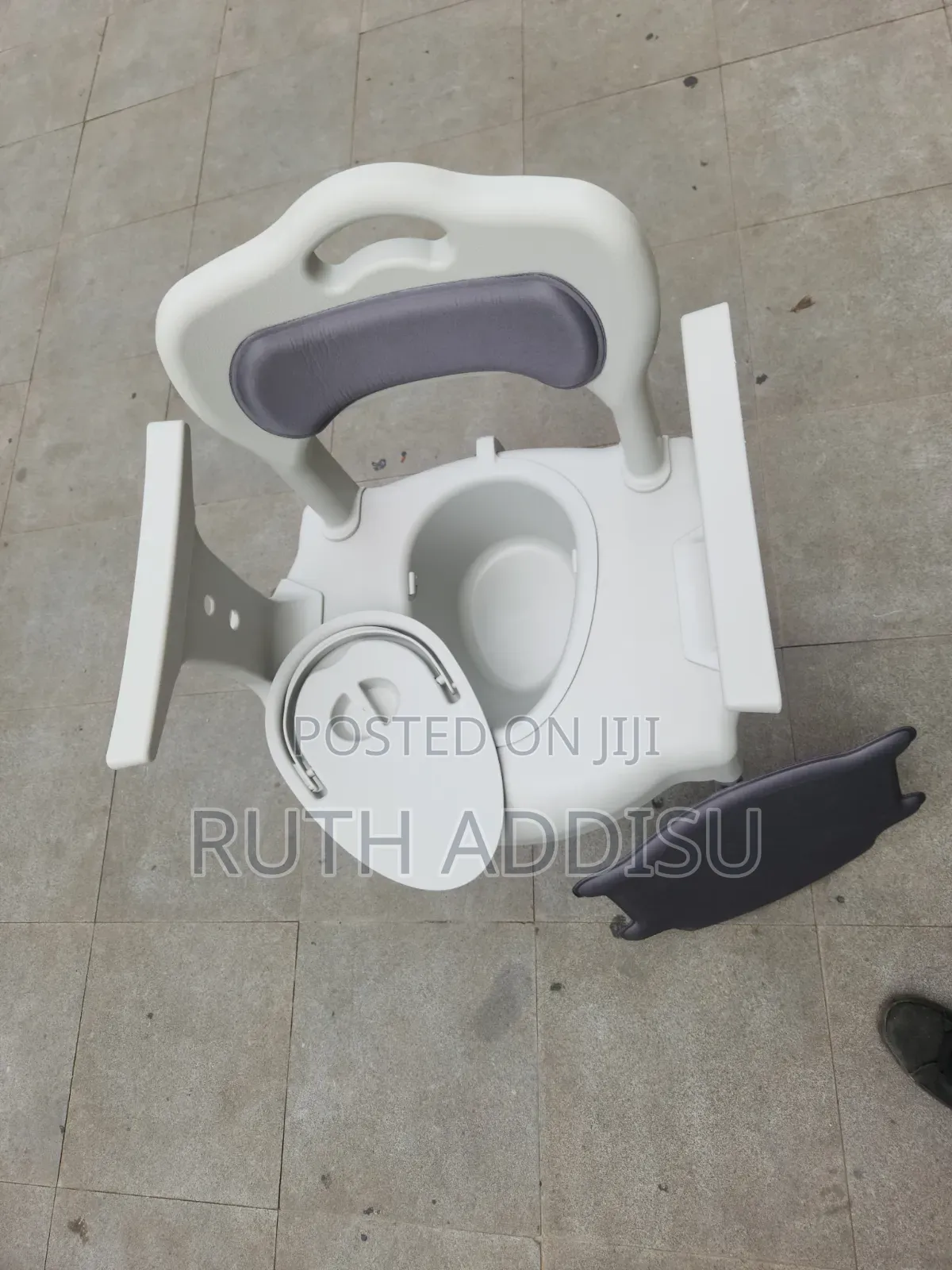 Commode Chair | Height Adjustable | Padded Seat and Backrest Toilet