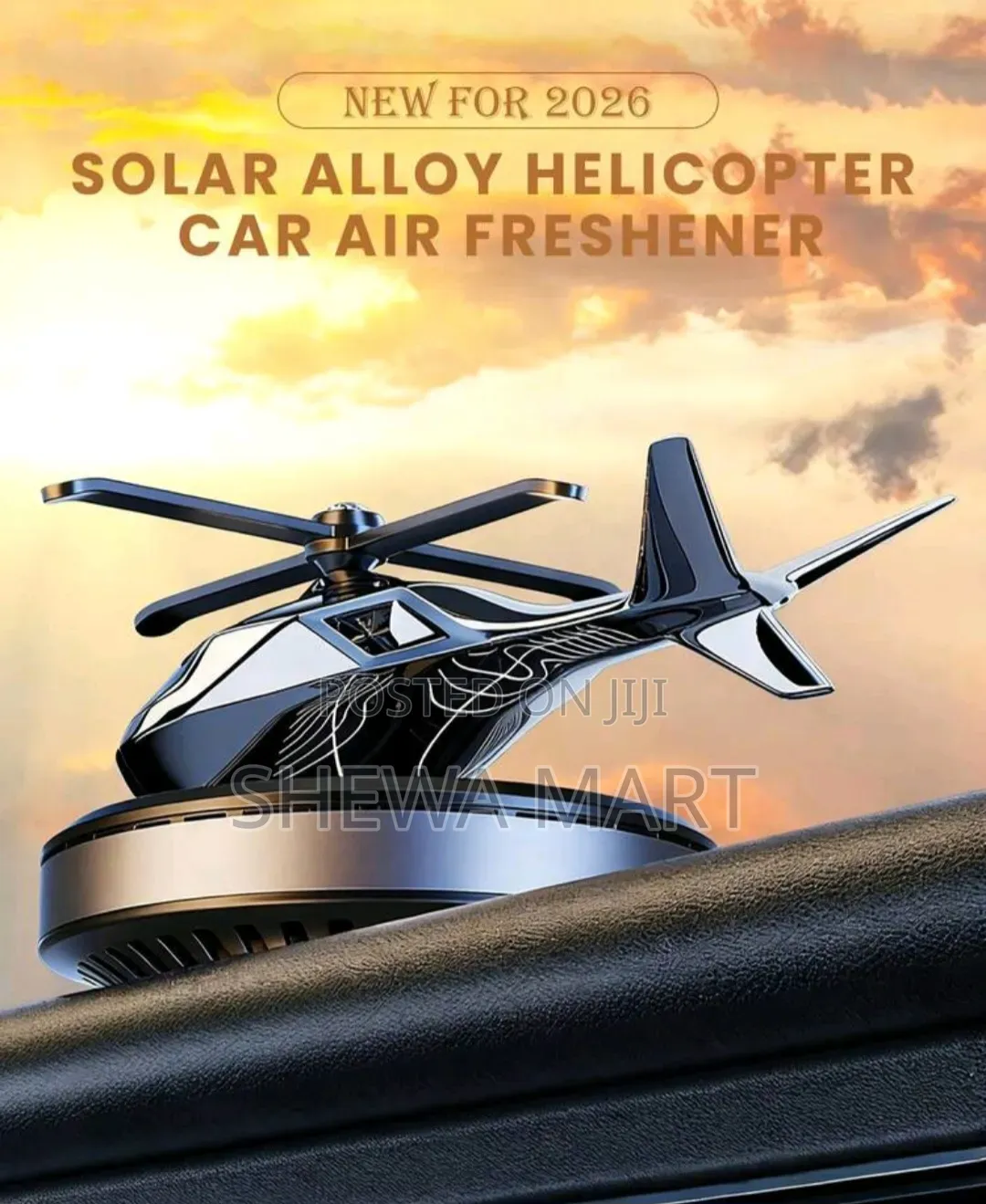 Solar Powered Alloy Helicopter Car Air Freshener, 4 Colors Available