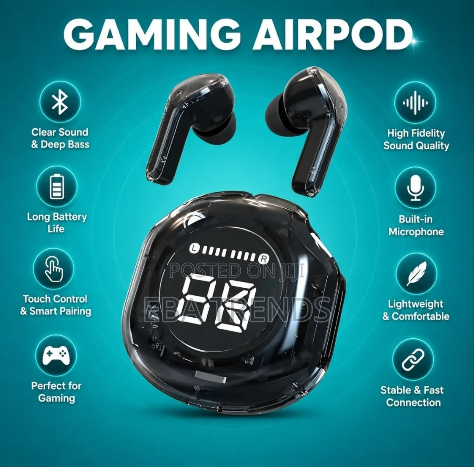 Wireless Phone Gaming Joystick + Built-in Wifi Power Bank + Airpods
