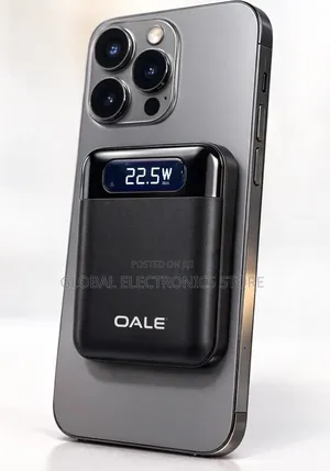 Super Fast Charging Wireless Power Bank With Cable Attach on It