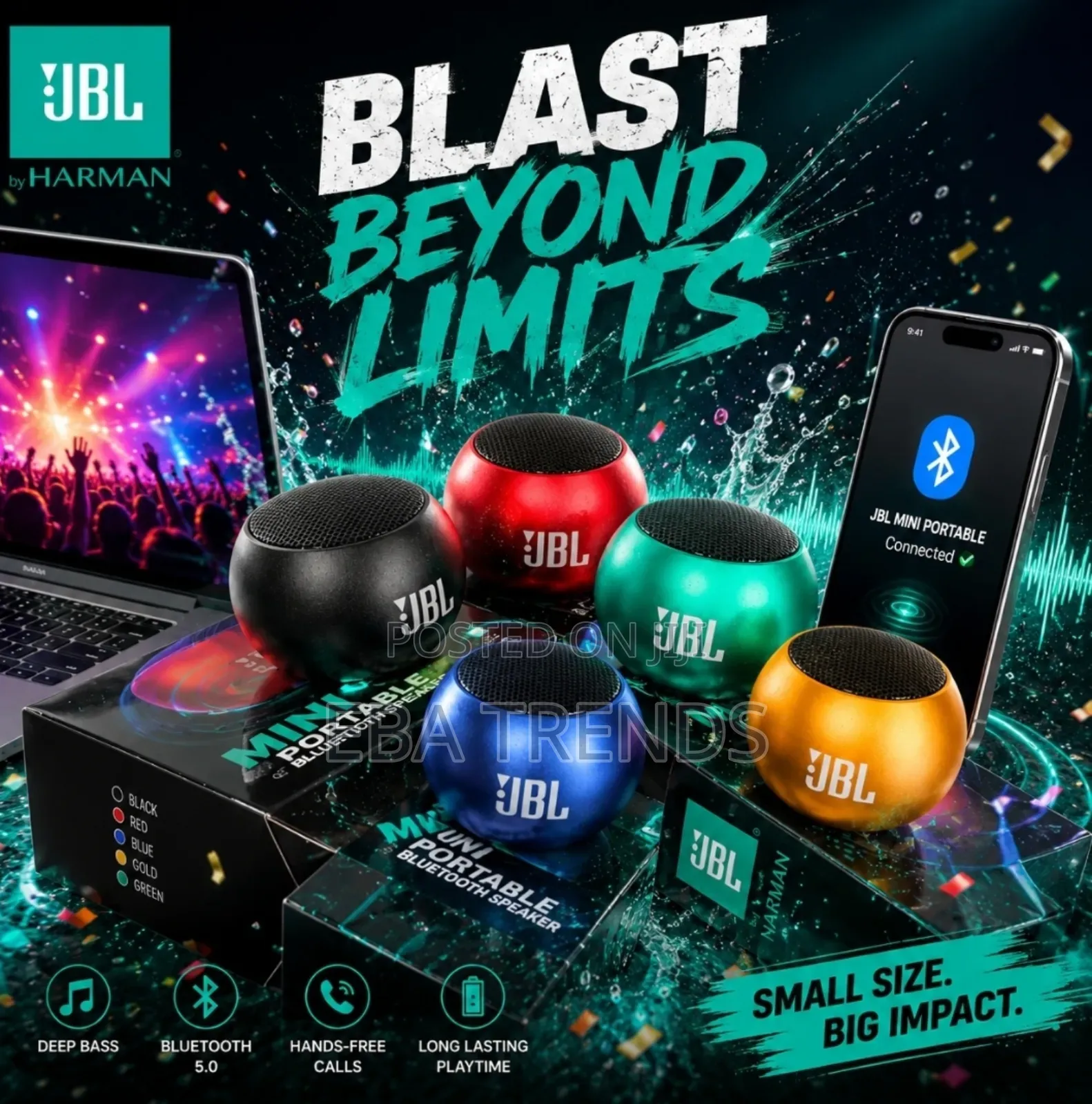Modern Portable JBL Bluetooth Speaker | Wireless | Memory Card Support