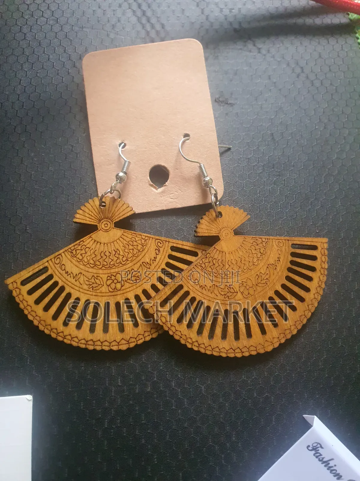 Black Wood and Metal Earrings