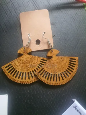 Black Wood and Metal Earrings
